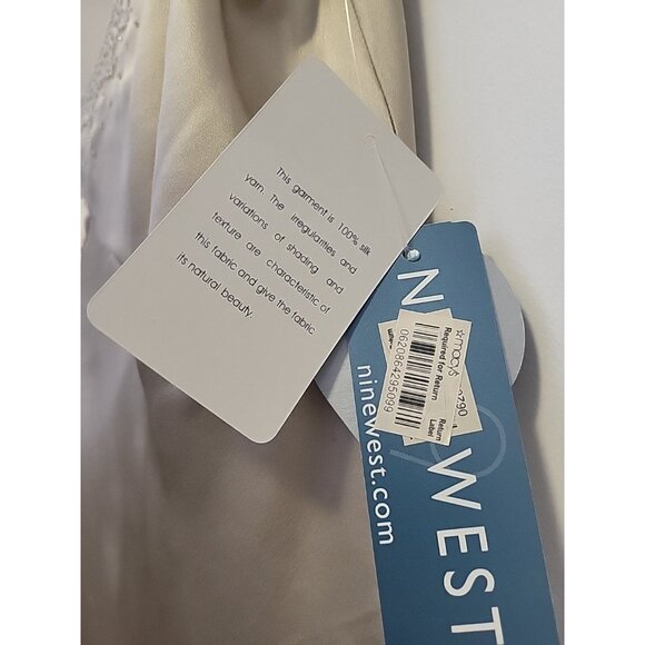 Nine West Y2k Babydoll Blouse Sleeveless Silk Champagne Beaded Detail 12 NWT - Picture 4 of 8